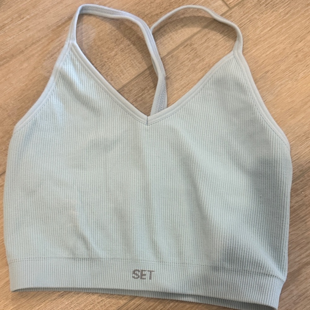 SET Active Light Blue Ribbed Tank Top